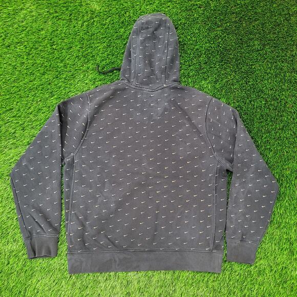 NIKE Swoosh Hoodie Medium 23x25 Baggy Faded Black AOP - Picture 2 of 16